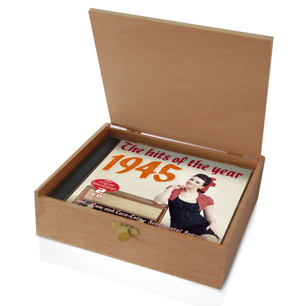 CD 1945 Musik Hits in Holzkiste mit edler Banderole
