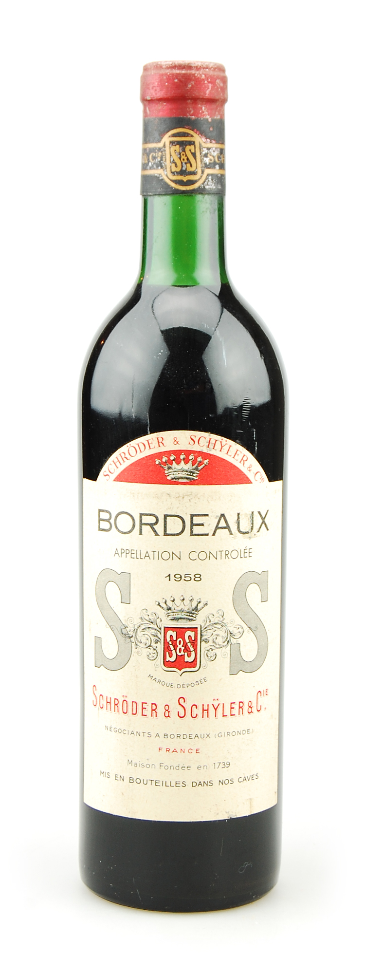 Wein 1958 Bordeaux Schröder et Schyler