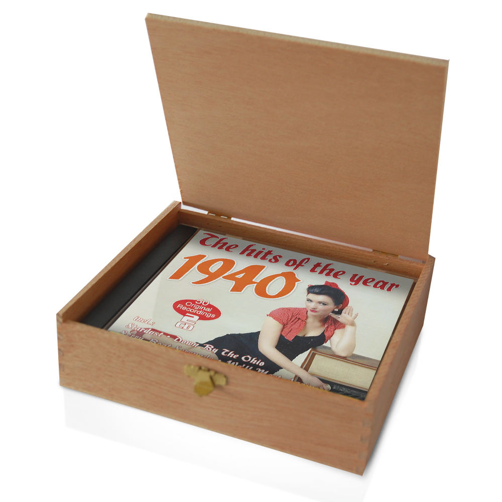 CD 1940 Musik Hits in Holzkiste mit edler Banderole