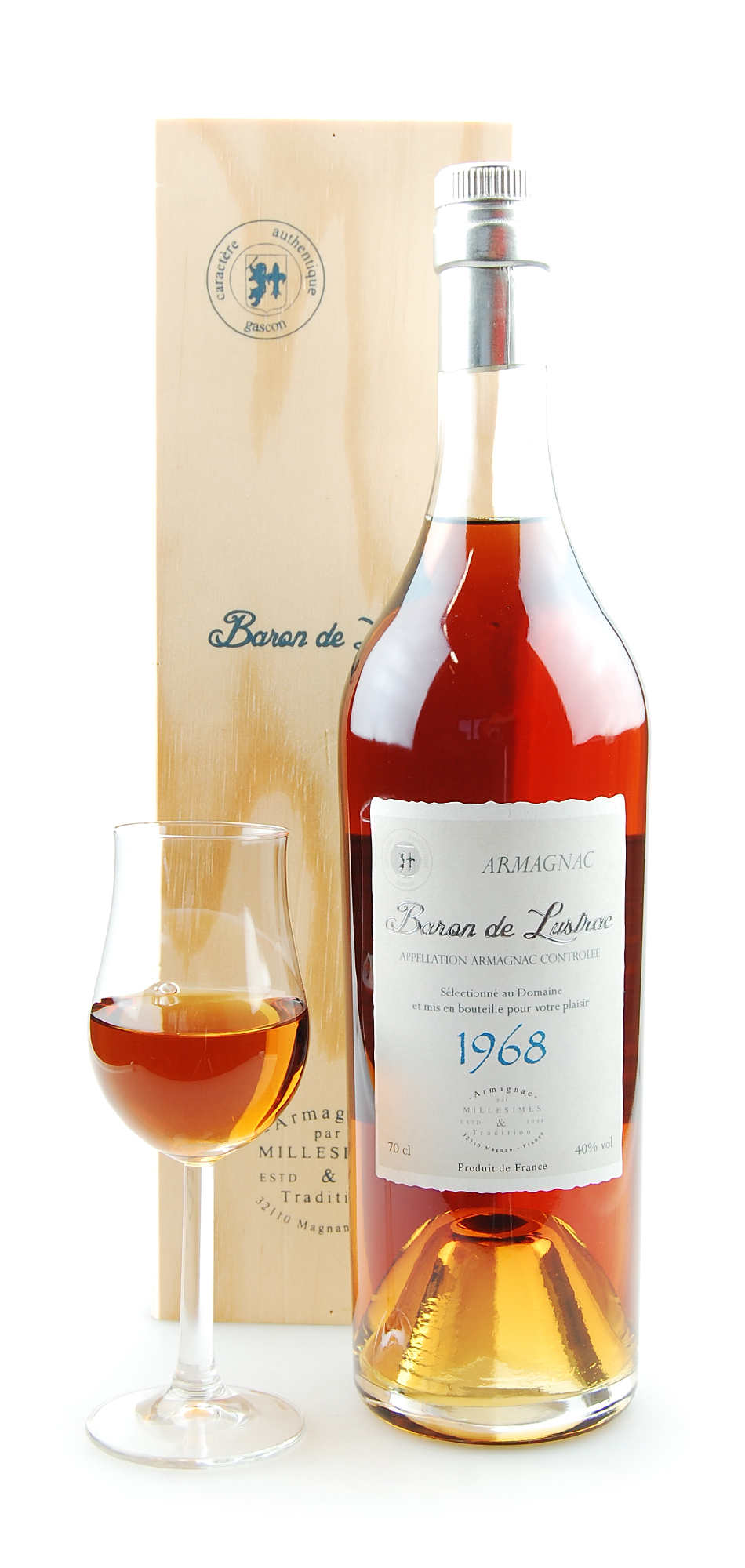 Armagnac 1968 Baron de Lustrac 0,7l in Holzkiste