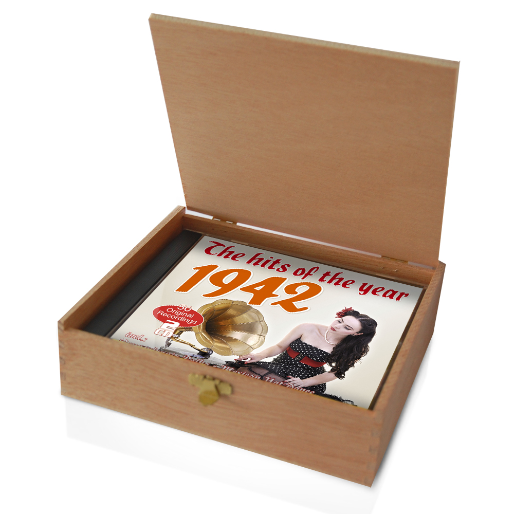 CD 1942 Musik Hits in Holzkiste mit edler Banderole